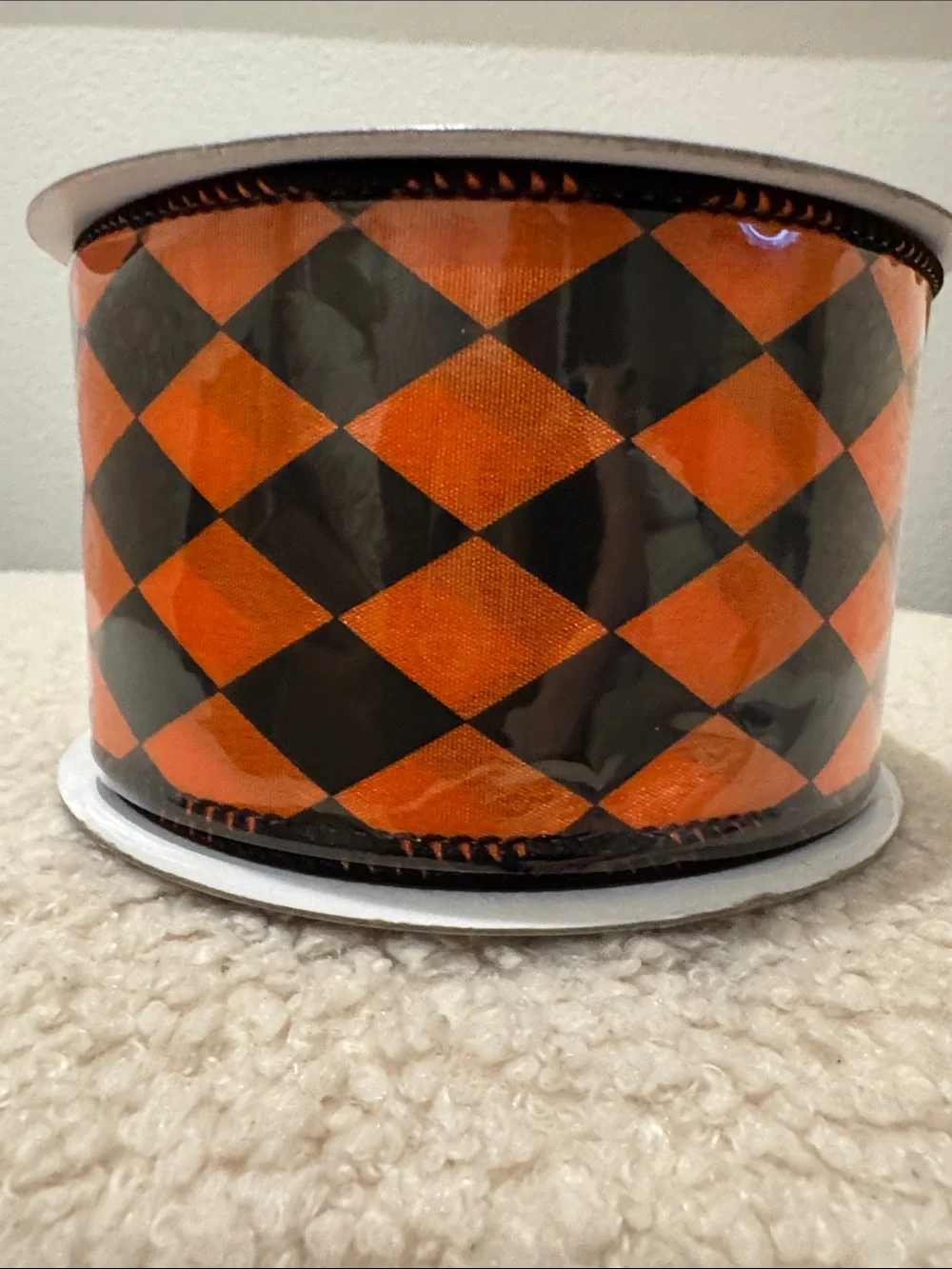 Festive Orange and Black Harlequin Ribbon or Garland